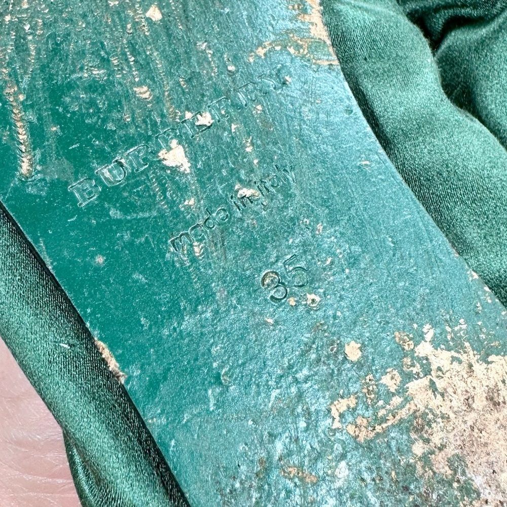 Burberry Prorsum emerald green satin surrey bow top flats 35 - Picture 7 of 8